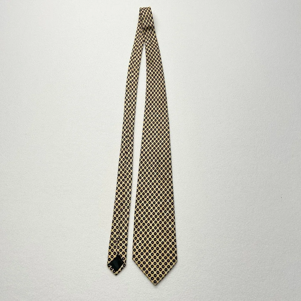 Stefano Ricci Gold Pure Silk Luxury Tie w Black‎ Circles Made in Italy